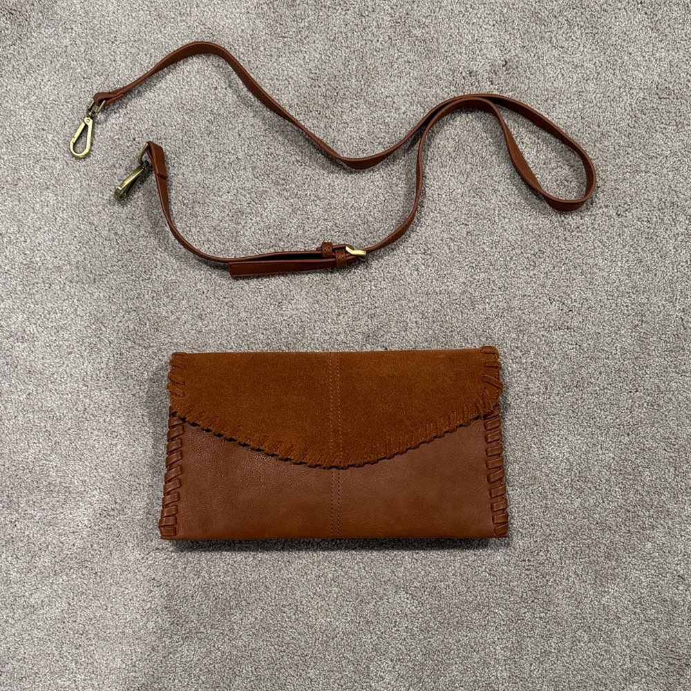 Brown Leather and Suede Clutch with optional Strap